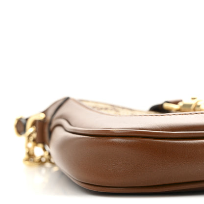 Gucci New Canvas Charisma Calfskin Crystal GG Monogram Mini Jackie 1961 Hobo Camel Ebony 7 of 8