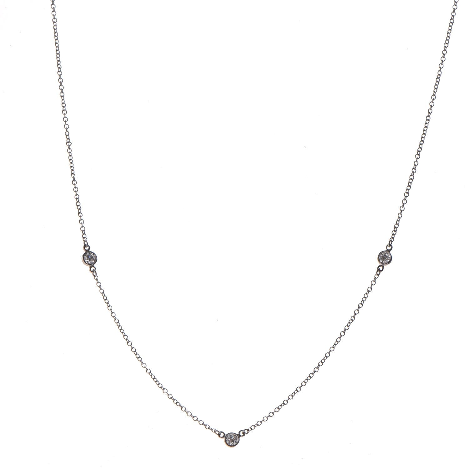 Tiffany Platinum Elsa Peretti Diamonds by the Yard .15ct Necklace 1 of 6