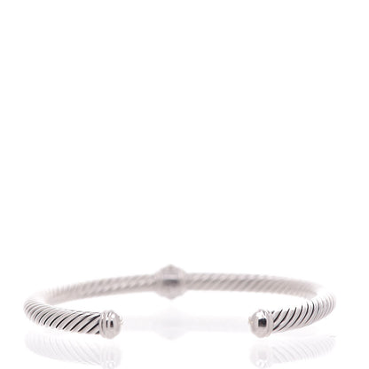 David Yurman Sterling Silver Diamond 5mm Cable Renaissance Station Bracelet 3 of 4