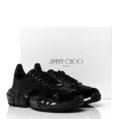 Jimmy Choo Glitter Calfskin Suede Womens Diamond F Low Top Sneaker 38 Black 8 of 8