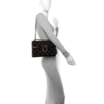 Gucci Velvet Skipper GG Monogram Small Dionysus Shoulder Bag Brown Black 2 of 11