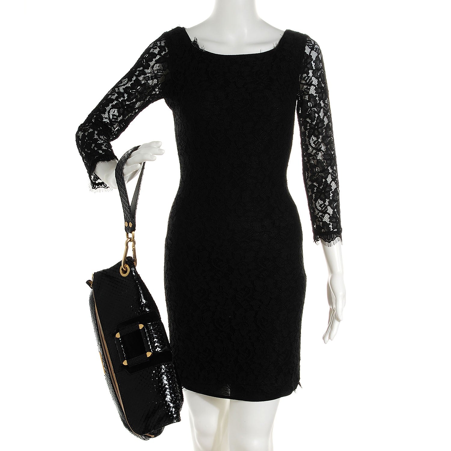 Jimmy Choo Snakeskin Marin Foldover Clutch Black 2 of 6