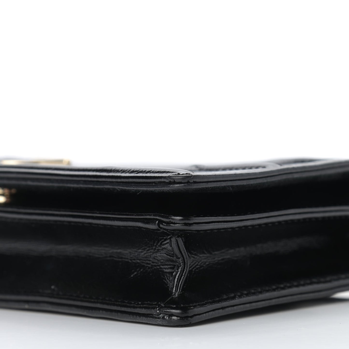 Crinkled Calfskin Diorama Wallet on Chain Pouch Black