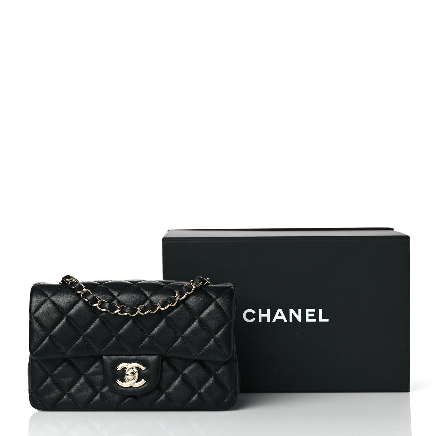 Lambskin Quilted Mini Rectangular Flap Black