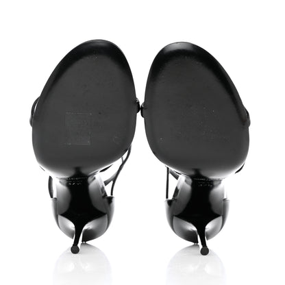 Saint Laurent Patent Cassandra 100 Ankle Strap Sandals 37.5 Black 5 of 13