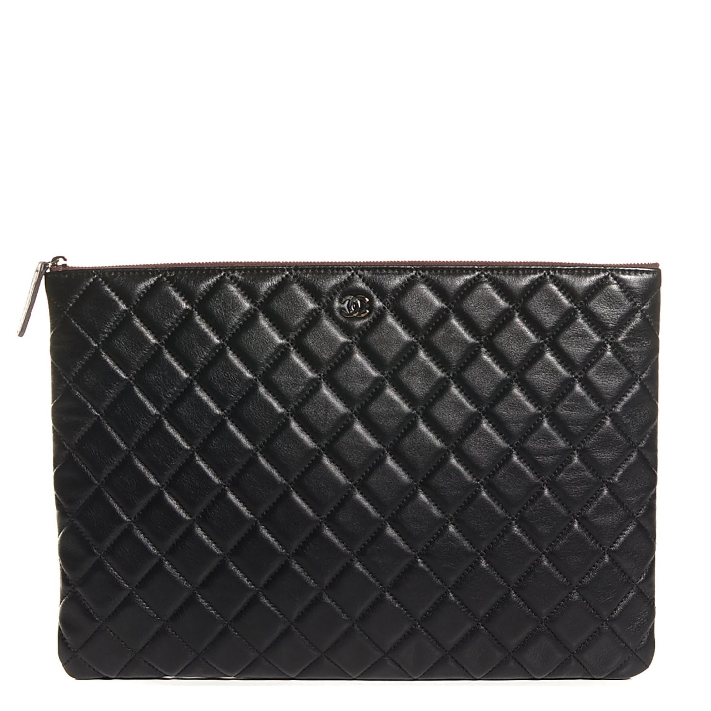 Lambskin Quilted Large Cosmetic Case Black