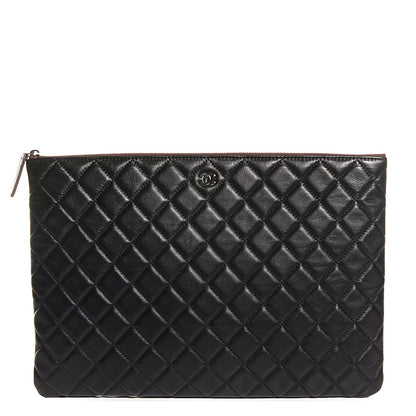 Chanel Lambskin Quilted Large Cosmetic Case Black 1 of 8
