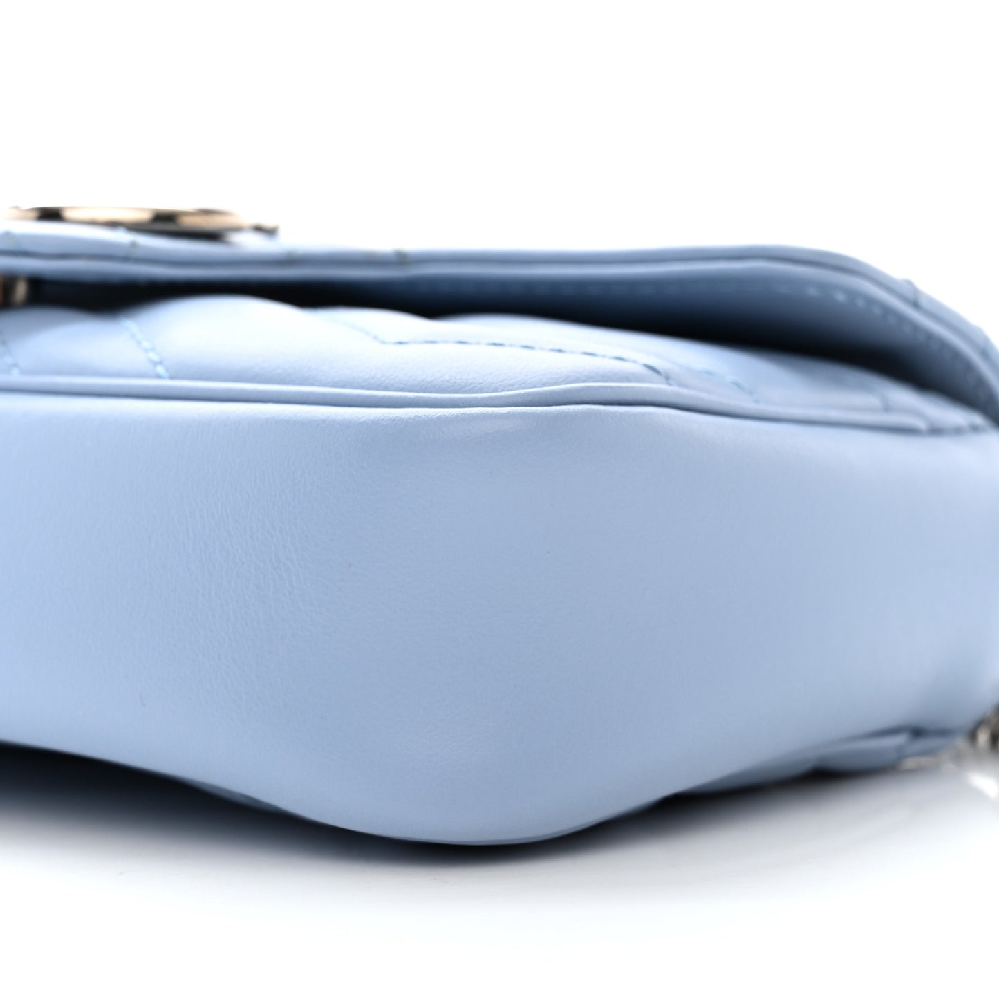 Calfskin Matelasse Super Mini GG Marmont Shoulder Bag Porcelain Light Blue