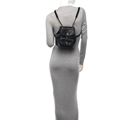 Chanel Lambskin Quilted Small Duma Drawstring Backpack Black 2 of 11