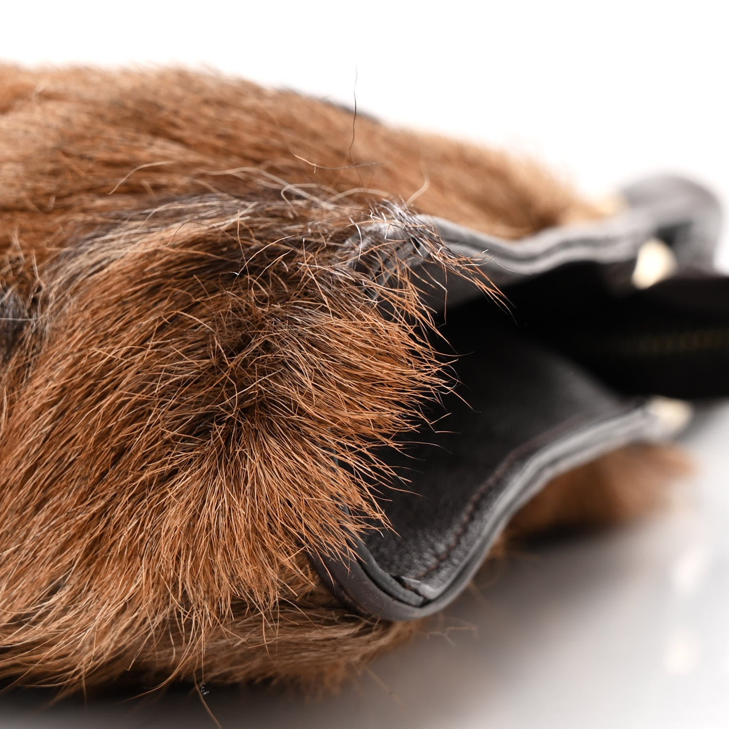 Fendi Fox Fur Small Devil Trapezio Tote Marrone Beige 10 of 12