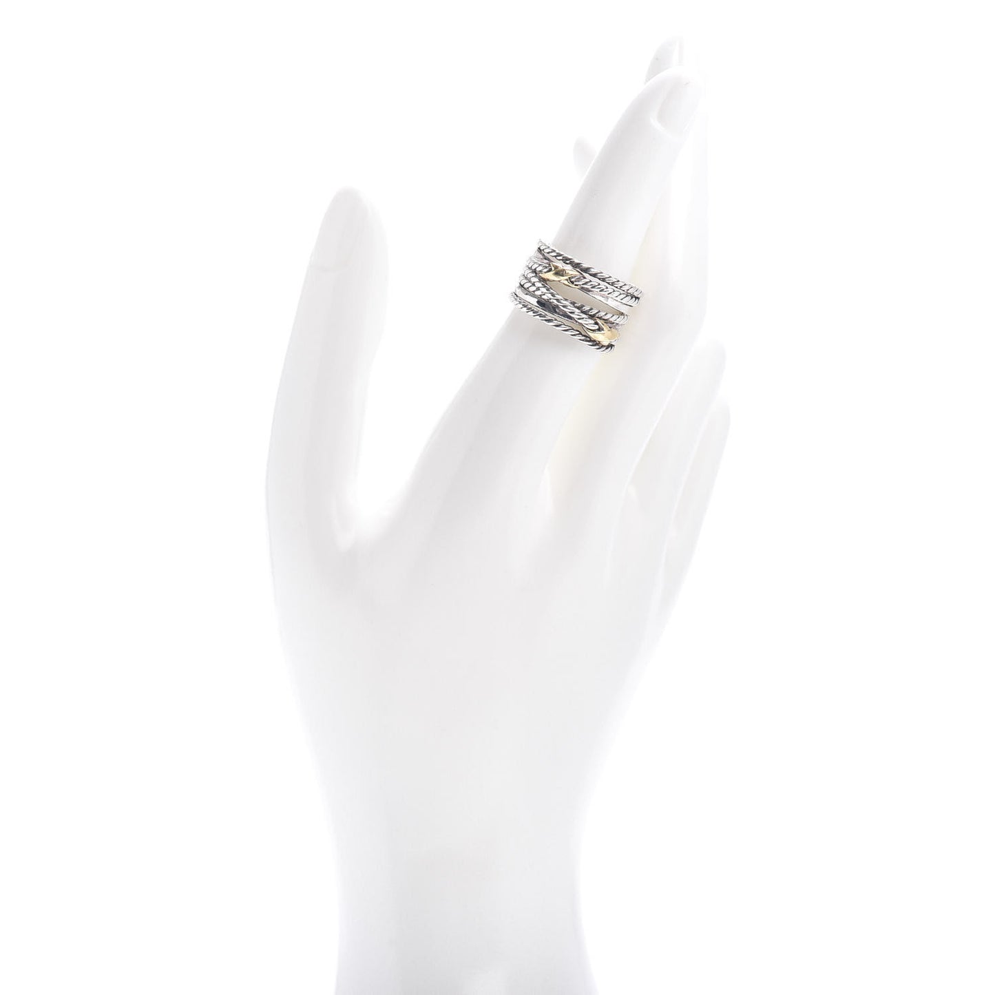 Sterling Silver 18K Yellow Gold Double X Crossover Ring 54 7