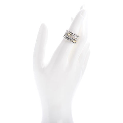 David Yurman Sterling Silver 18K Yellow Gold Double X Crossover Ring 54 7 2 of 5