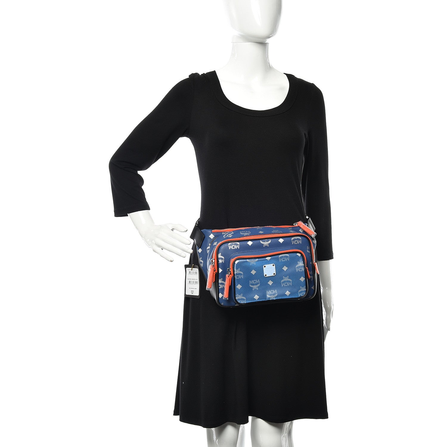 MCM Visetos Reflective Nylon Resnick Belt Bag Estate Blue 2 of 9