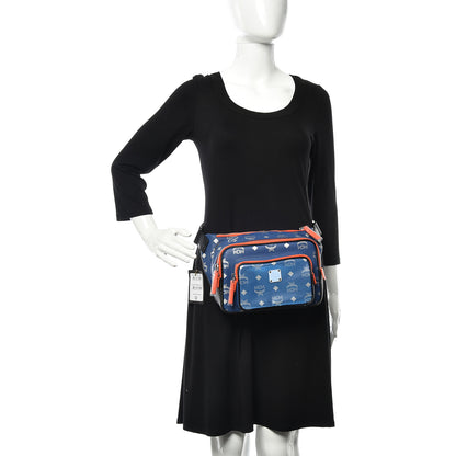 MCM Visetos Reflective Nylon Resnick Belt Bag Estate Blue 2 of 9