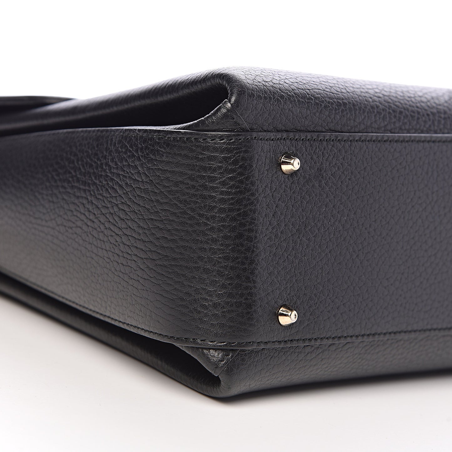 Dollar Calfskin Medium Interlocking G Top Handle Shoulder Bag Black