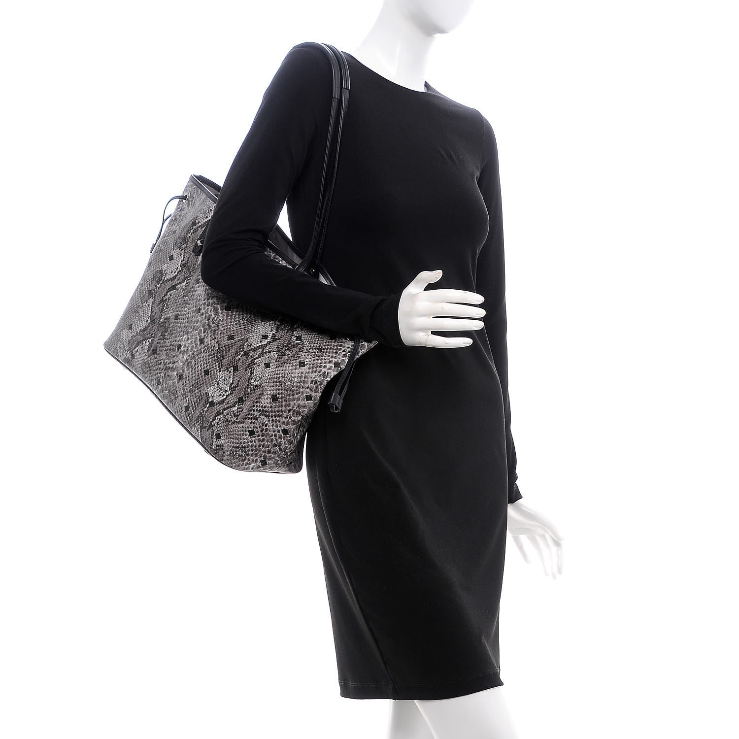 MCM Snake Embossed Medium Shopper Grey 2 of 8