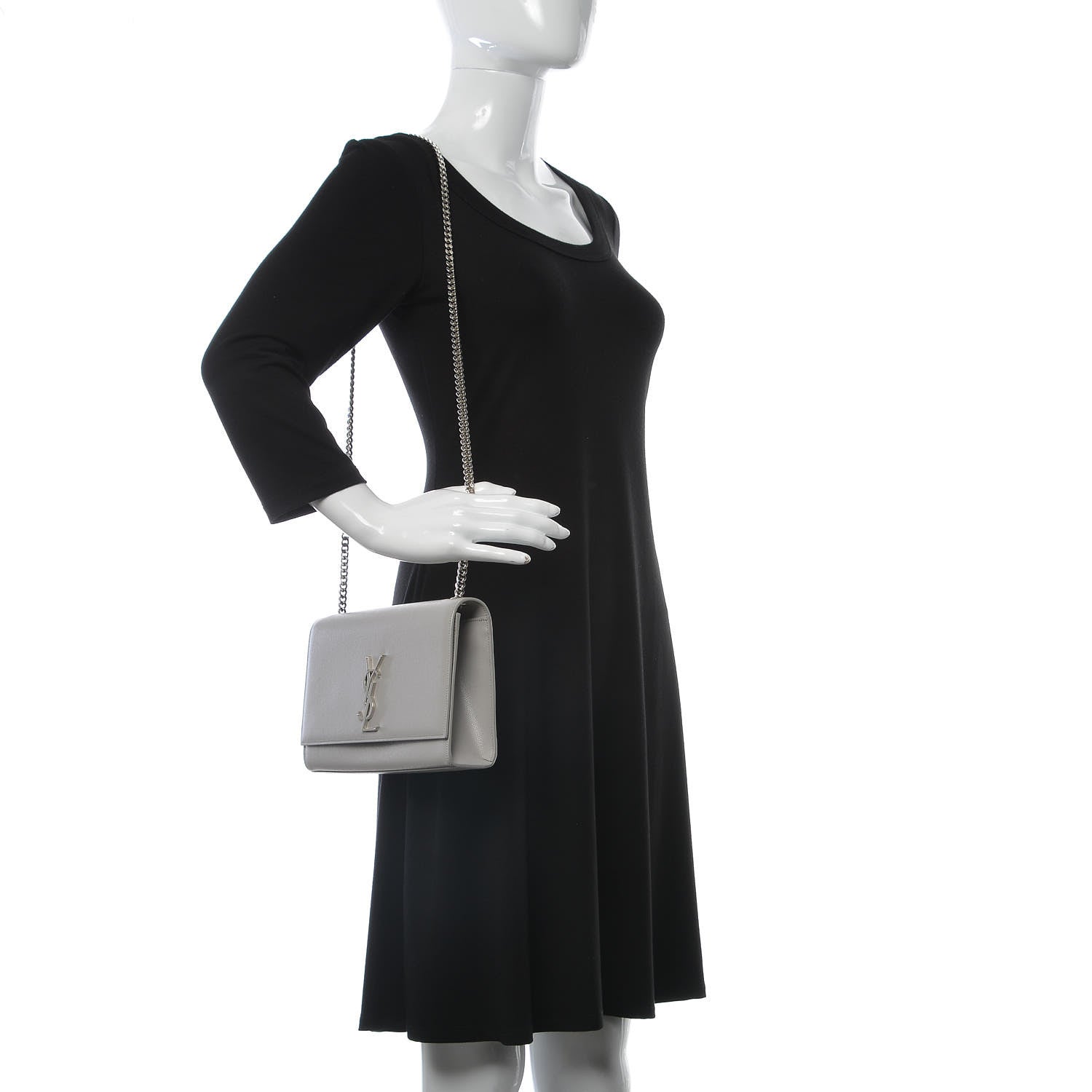 Saint Laurent Grain De Poudre Medium Classic Monogram Kate Satchel Souris 2 of 7