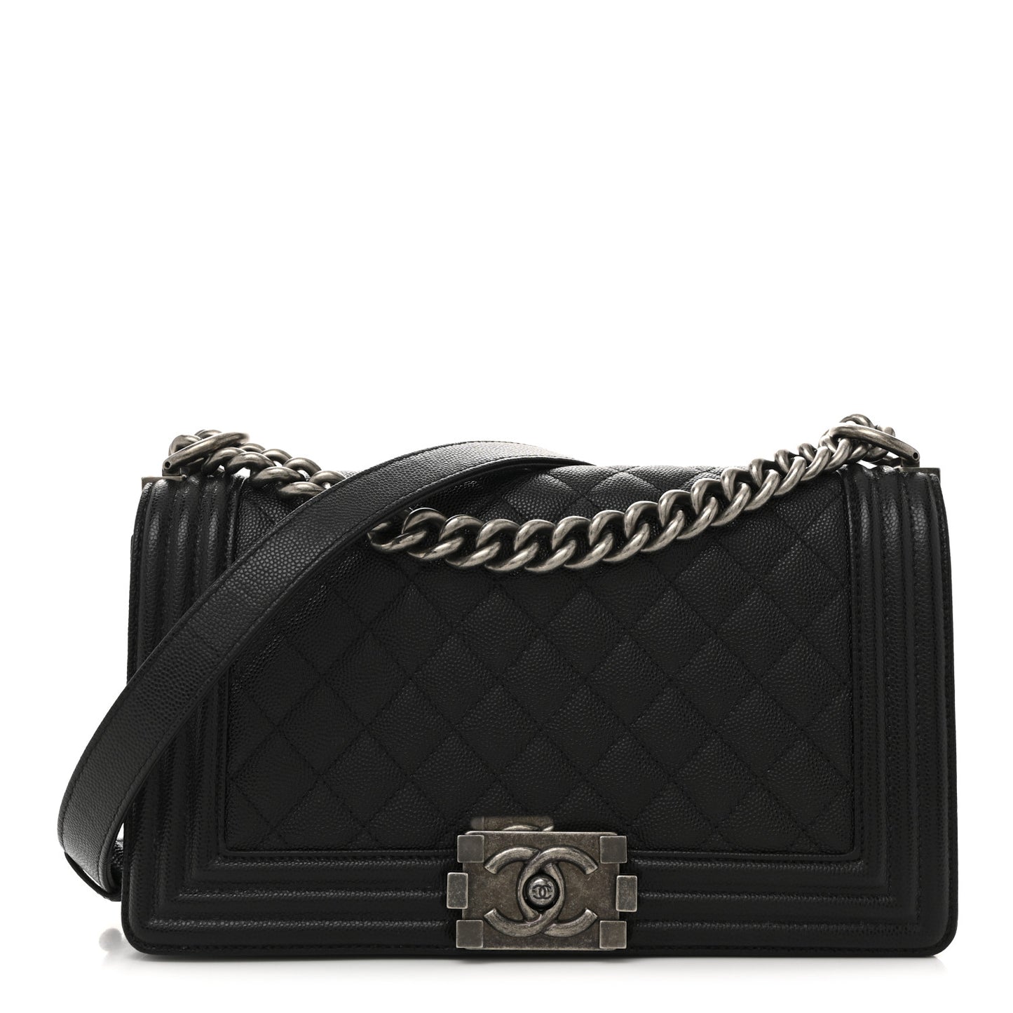 Caviar Quilted Medium Boy Flap Black