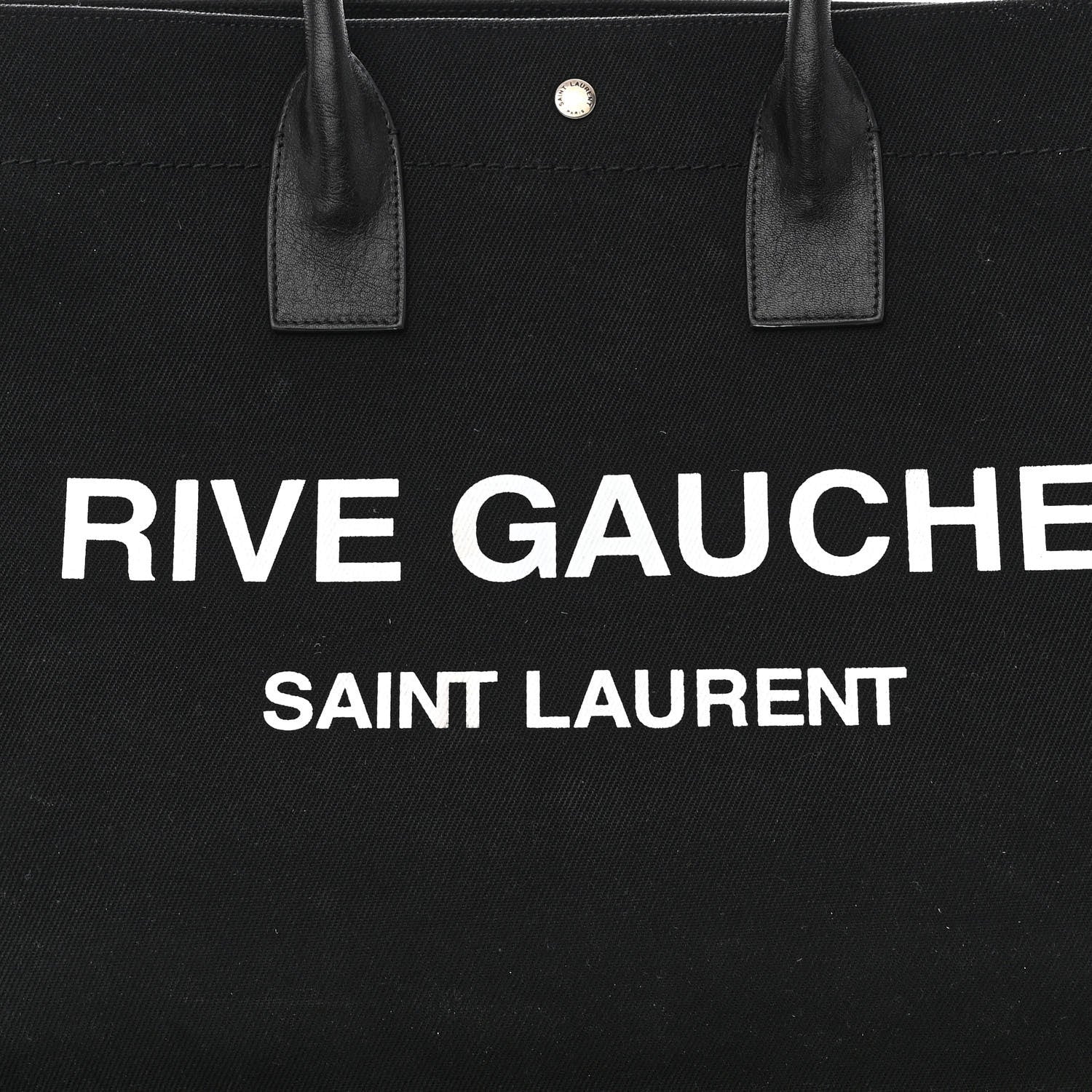 Saint Laurent Linen Calfskin Rive Gauche Tote Black 7 of 9