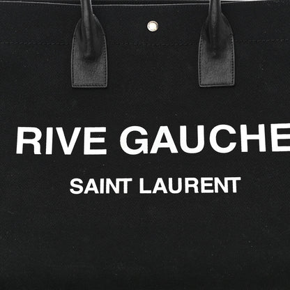 Saint Laurent Linen Calfskin Rive Gauche Tote Black 7 of 9