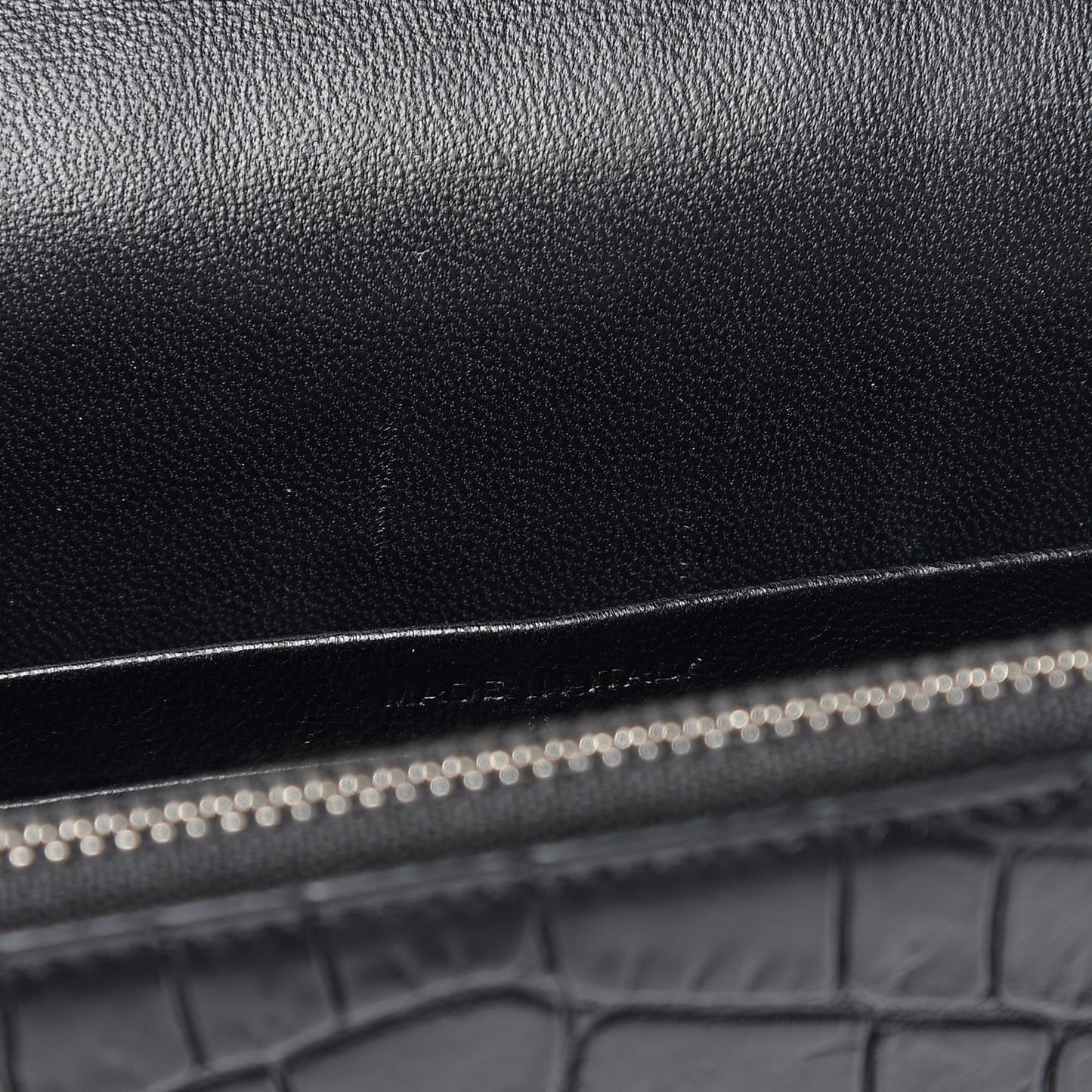 Calfskin Crocodile Embossed Kate Monogram Tassel Chain Wallet Black