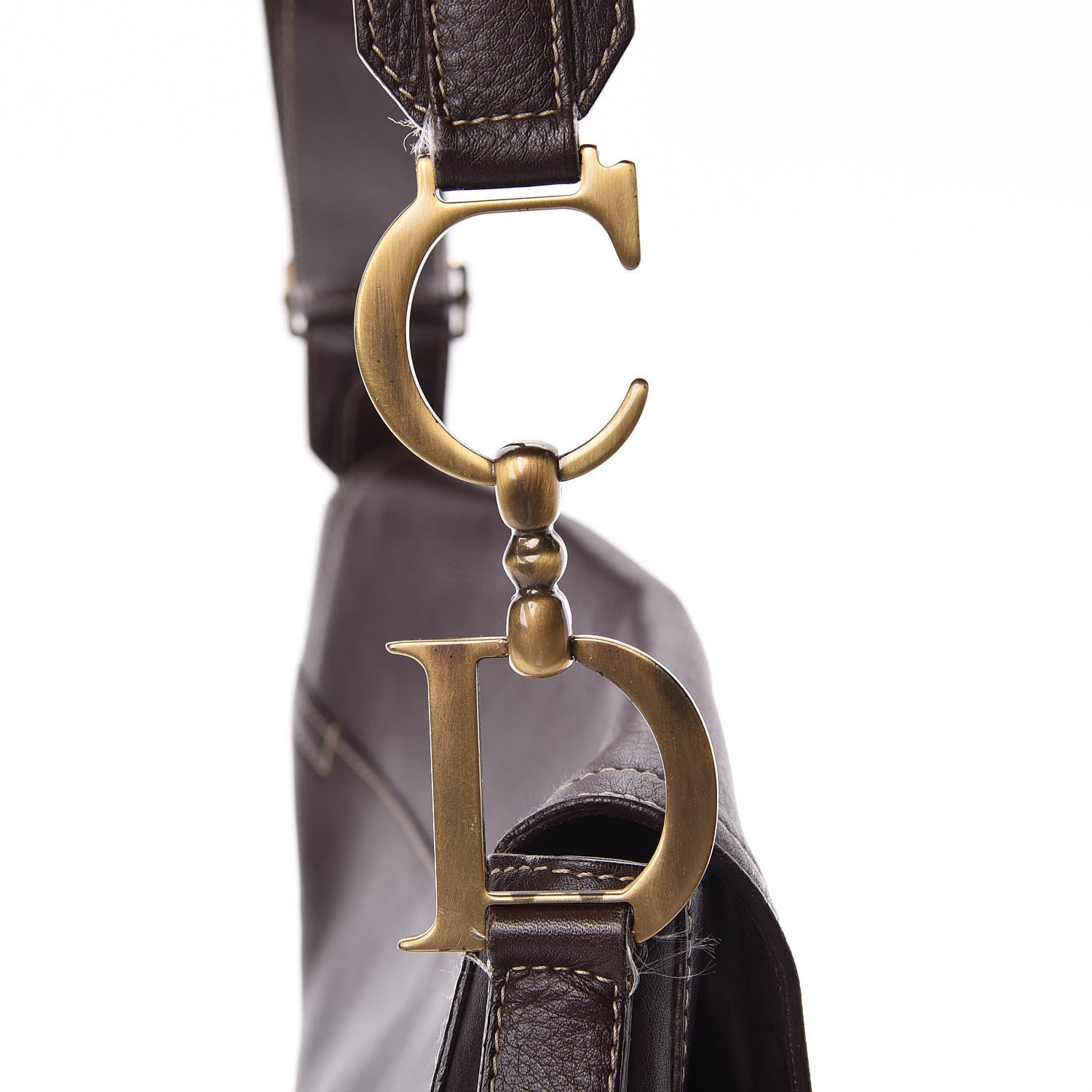 Christian Dior Calfskin Baudrier Saddle Bag Brown 8 of 11