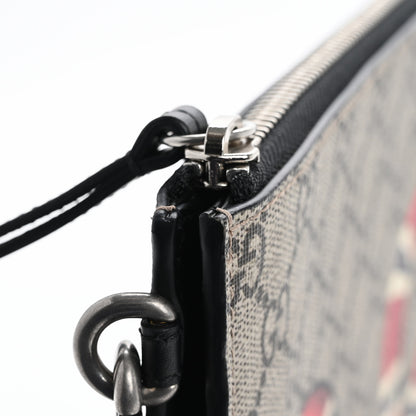 Gucci GG Supreme Monogram Kingsnake Zip Wristlet Pouch Beige Black 10 of 11