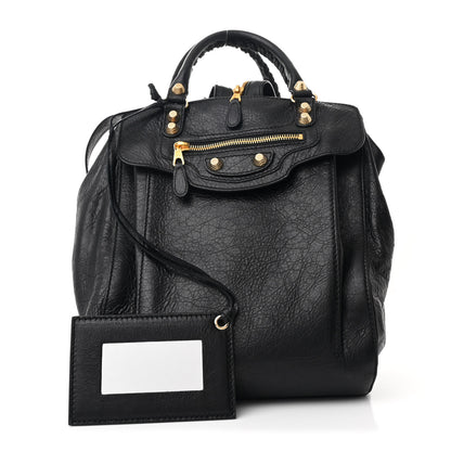 Balenciaga Agneau Giant 12 Gold Hardware Zip Traveler Backpack Black 3 of 11