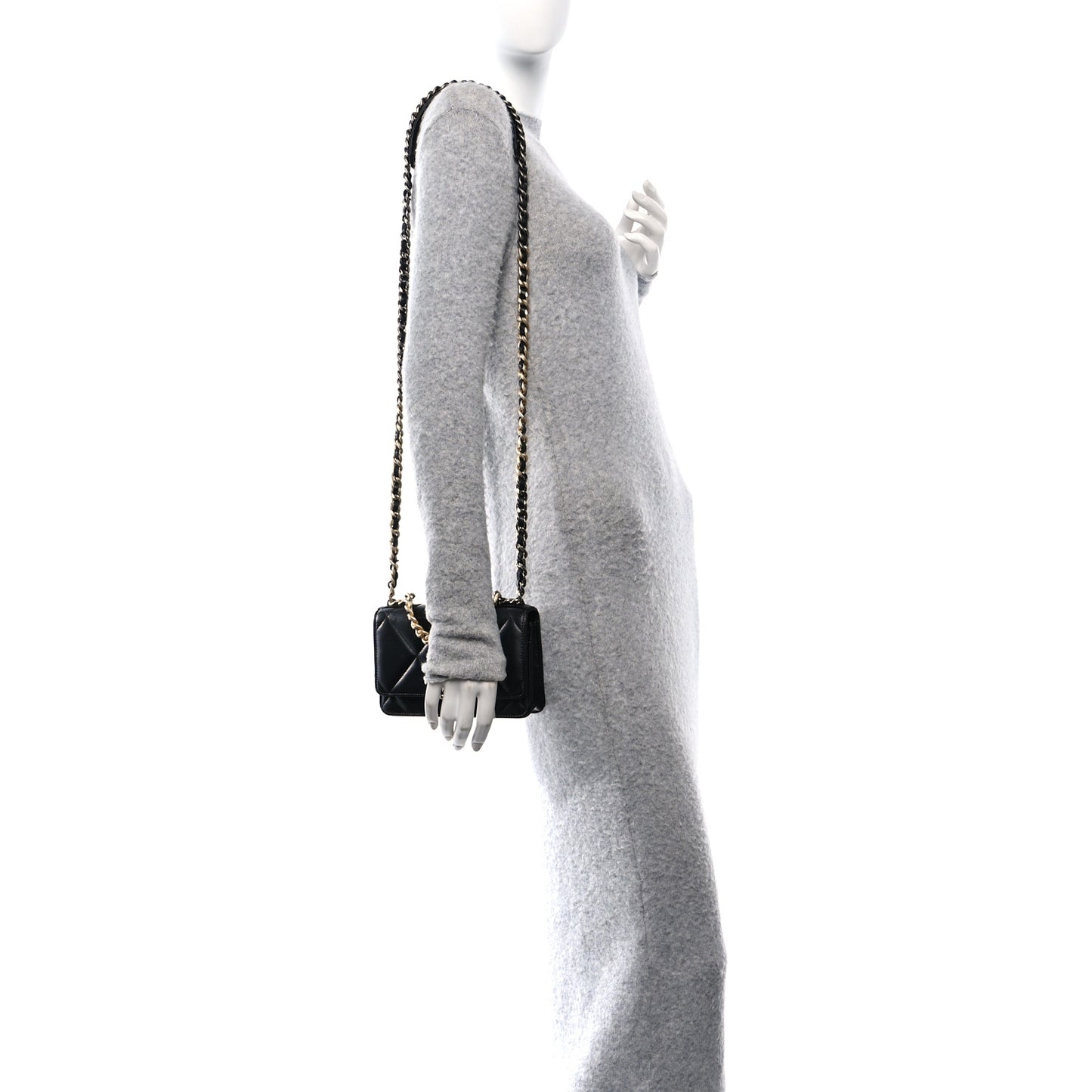 Lambskin Quilted Chanel 19 Wallet On Chain WOC Black