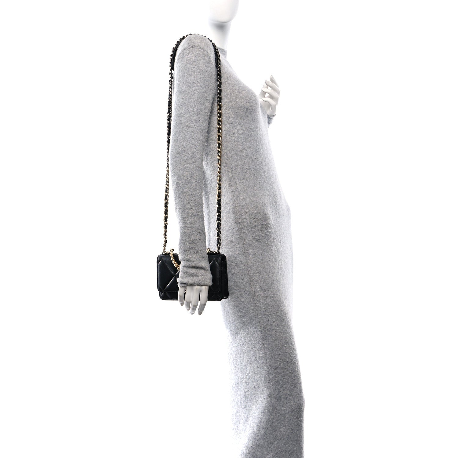 Chanel Lambskin Quilted Chanel 19 Wallet On Chain WOC Black 2 of 11