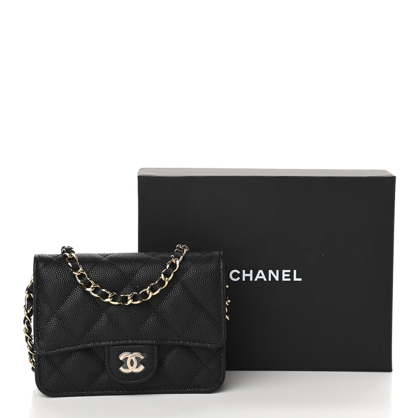 Caviar Quilted Mini Chain Bag Black