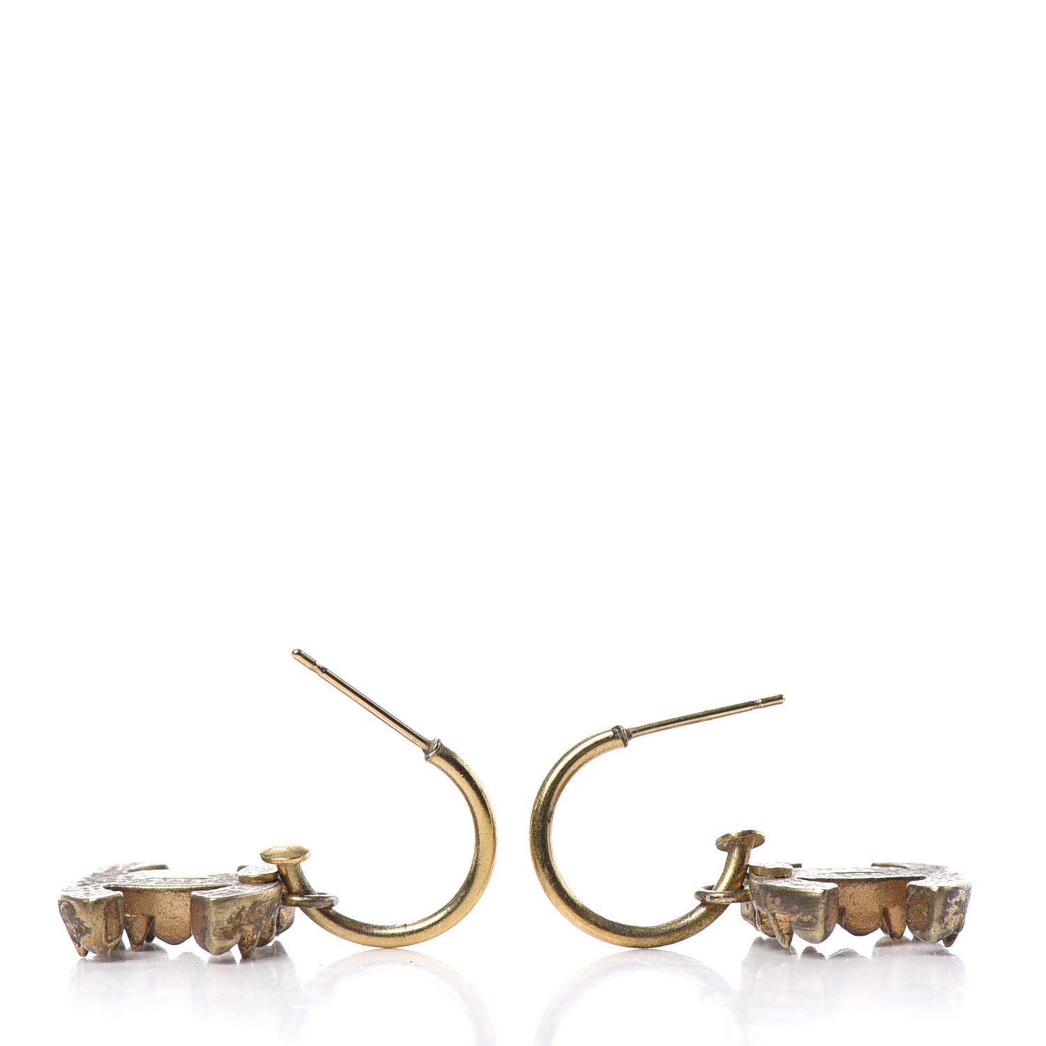 Chanel Metal Studded CC Drop Earrings Gold 3 of 4