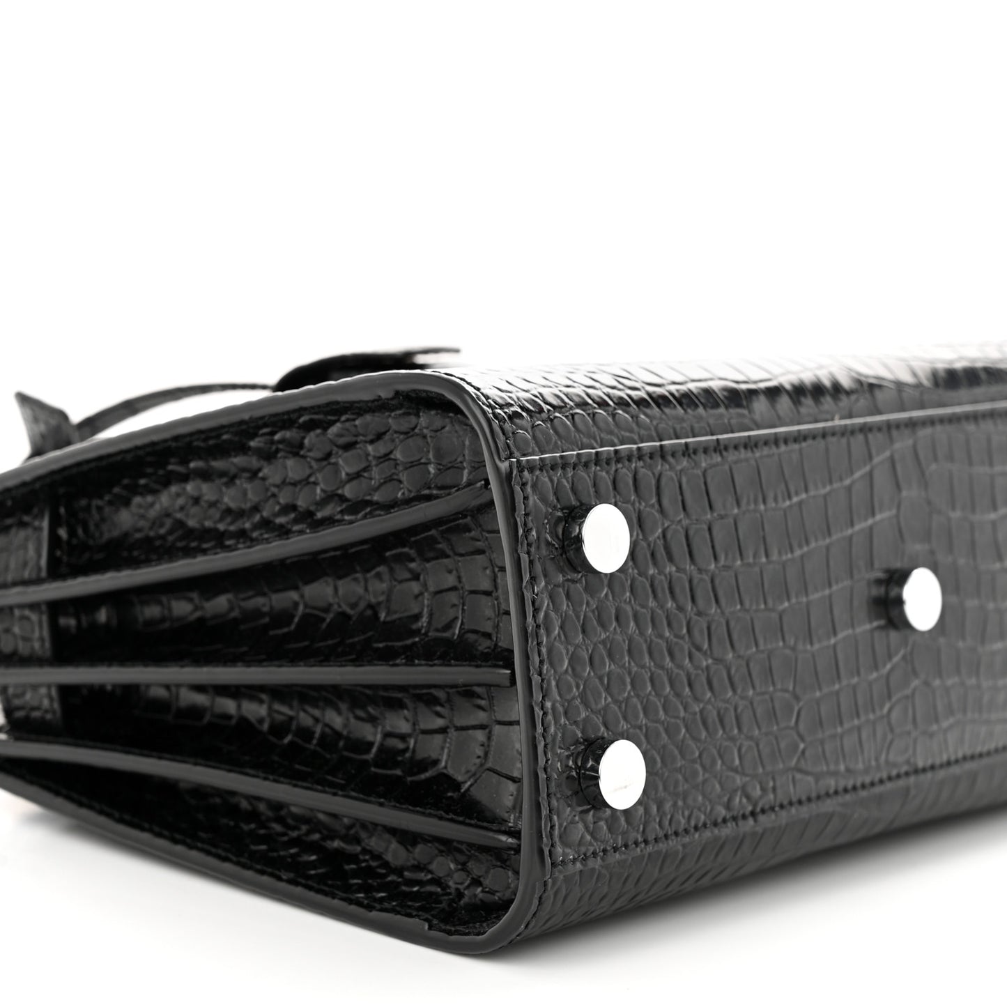 Calfskin Crocodile Embossed Nano Sac De Jour Black