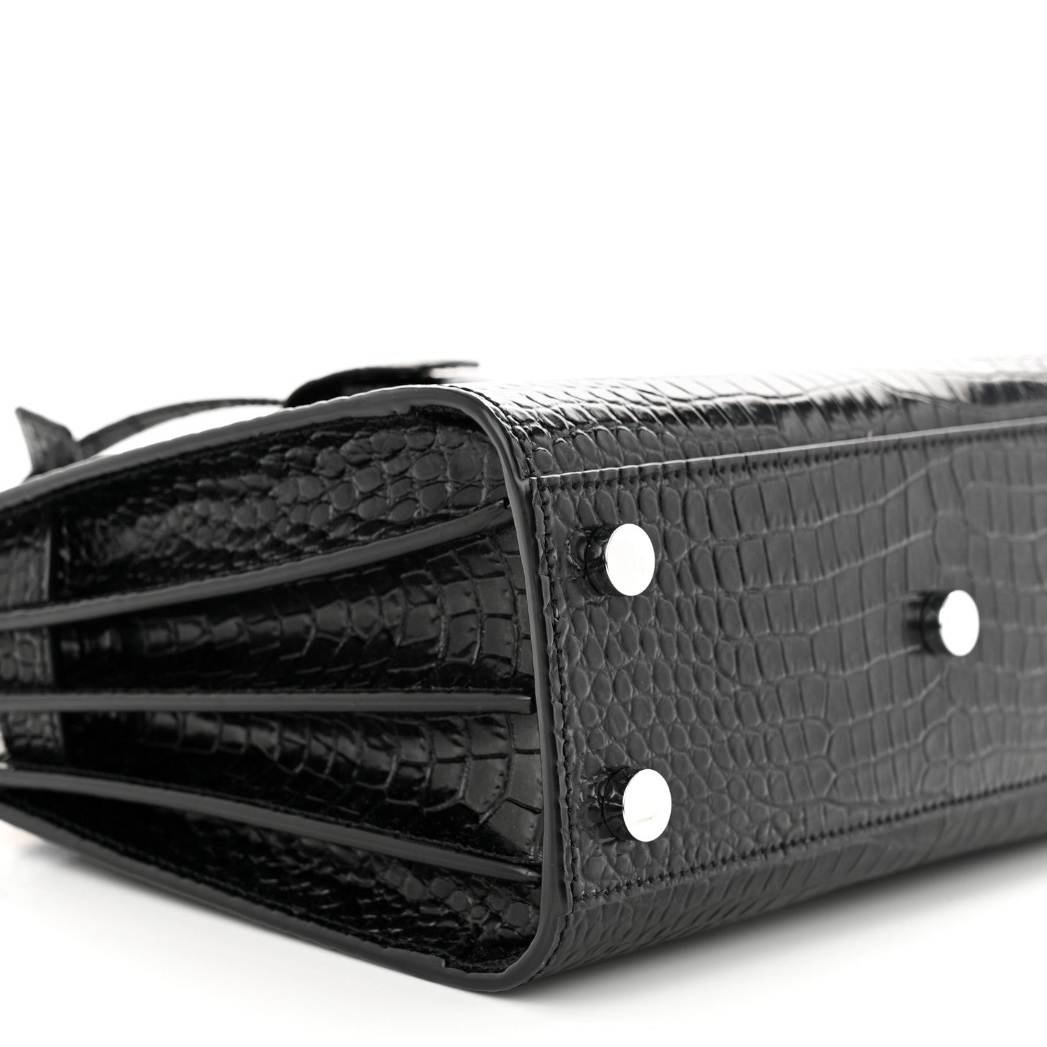 Saint Laurent Calfskin Crocodile Embossed Nano Sac De Jour Black 9 of 12