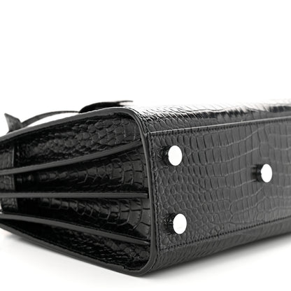 Saint Laurent Calfskin Crocodile Embossed Nano Sac De Jour Black 9 of 12