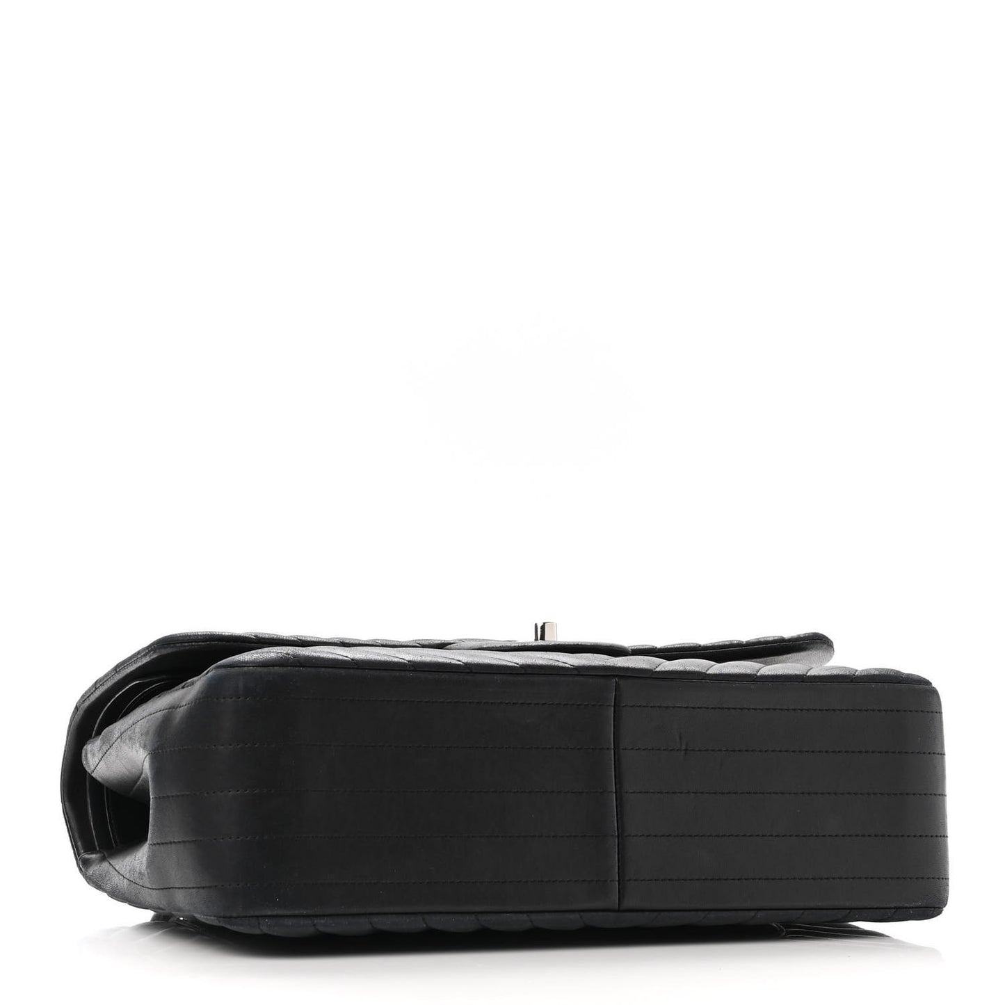 Lambskin Chevron Quilted Jumbo Double Flap Black