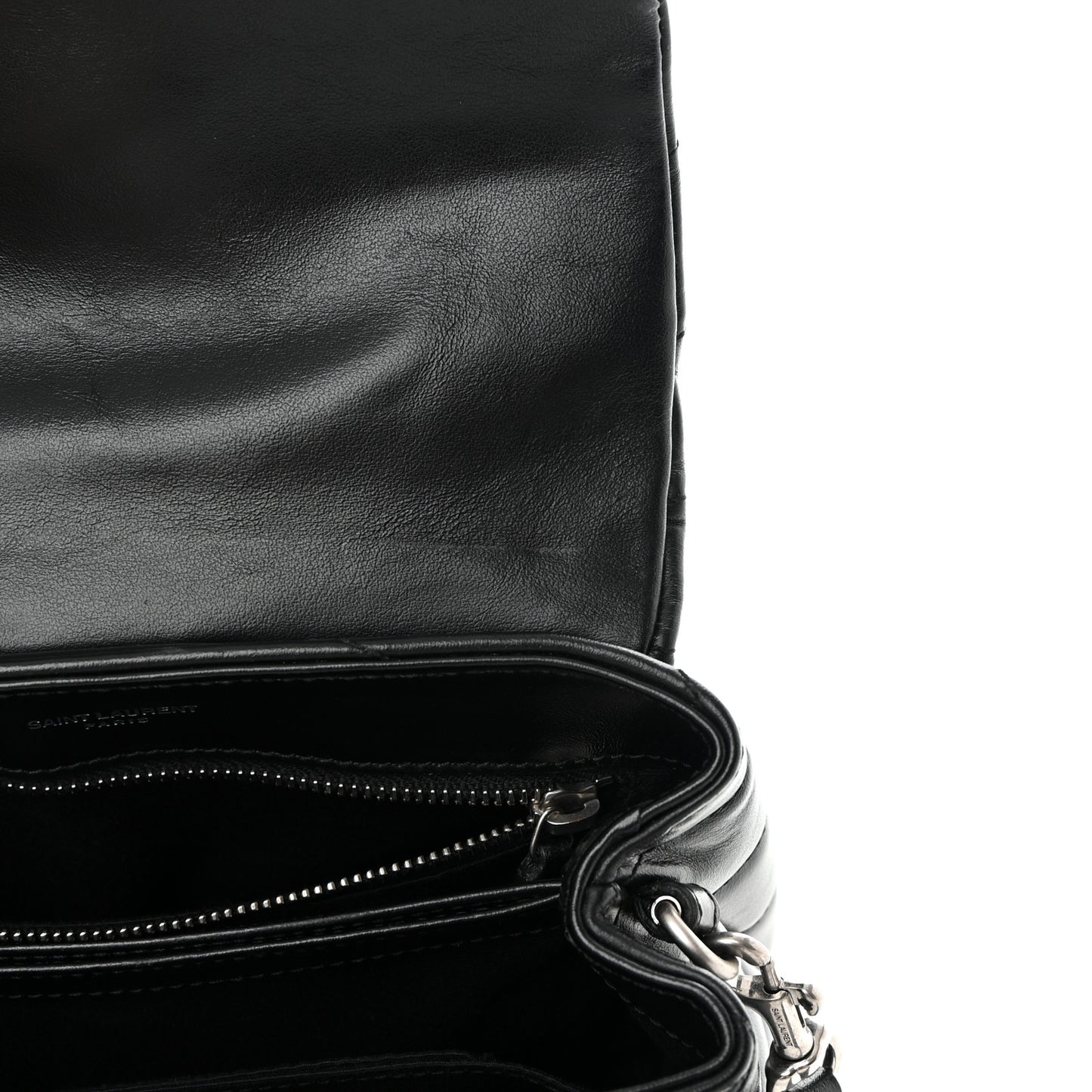 Calfskin Y Quilted Monogram Toy Loulou Crossbody Bag Black