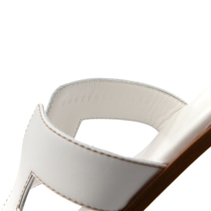 Hermes Box Calfskin Oran Sandals 37.5 White 6 of 8