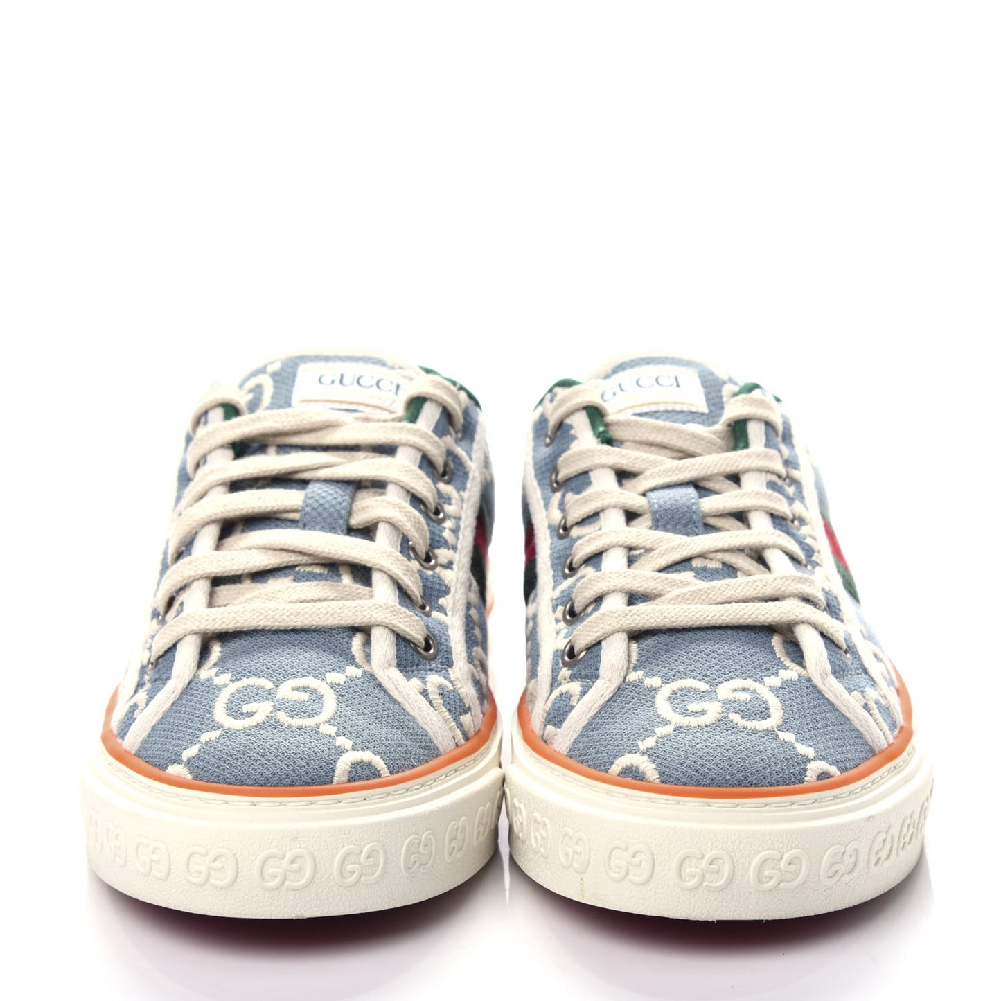 Cotton GG Monogram Web Womens 1977 Tennis Sneakers 40 Philod Ivory Mystic White