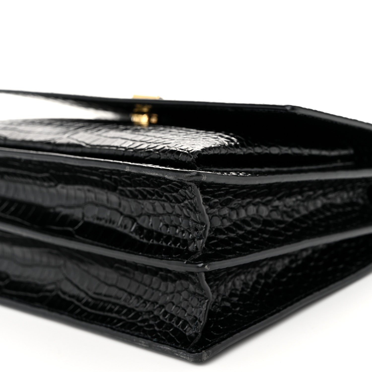 Saint Laurent Calfskin Crocodile Embossed Medium Monogram Sunset Black 10 of 10