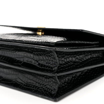 Saint Laurent Calfskin Crocodile Embossed Medium Monogram Sunset Black 10 of 10