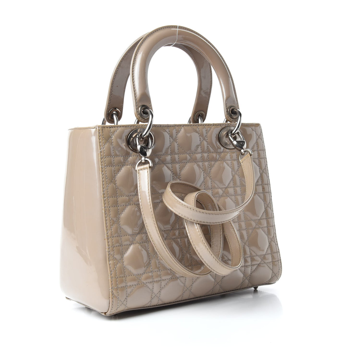 Patent Cannage Medium Lady Dior Grey
