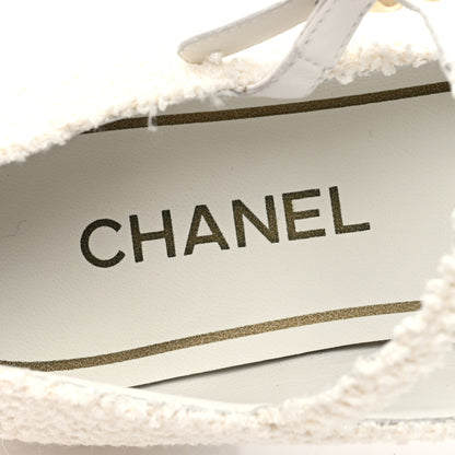 Chanel Tweed Patent Mary Jane Flats 39.5 White Black 8 of 8