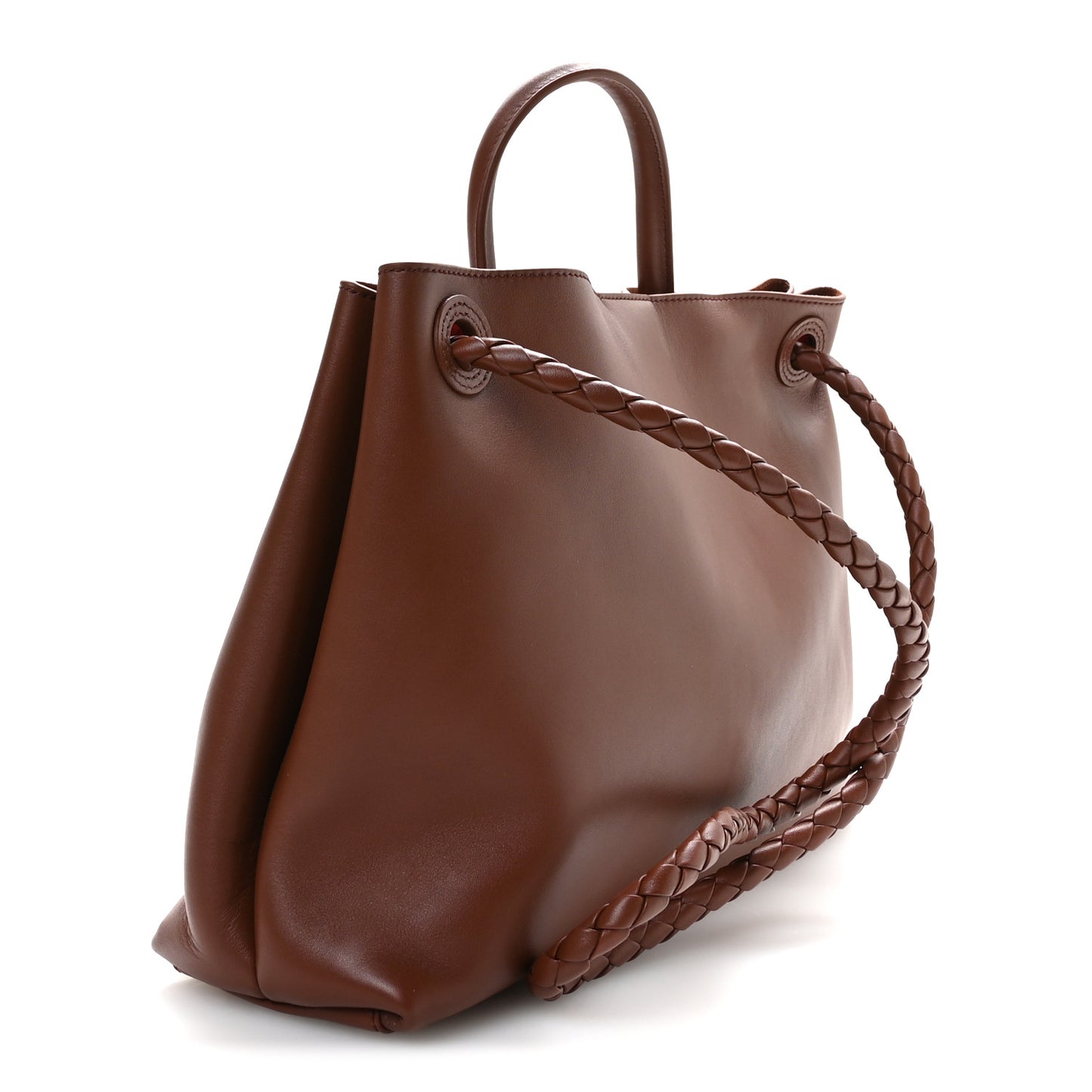 Silky Calfskin Medium Andiamo Shoulder Bag Sapele Redstone