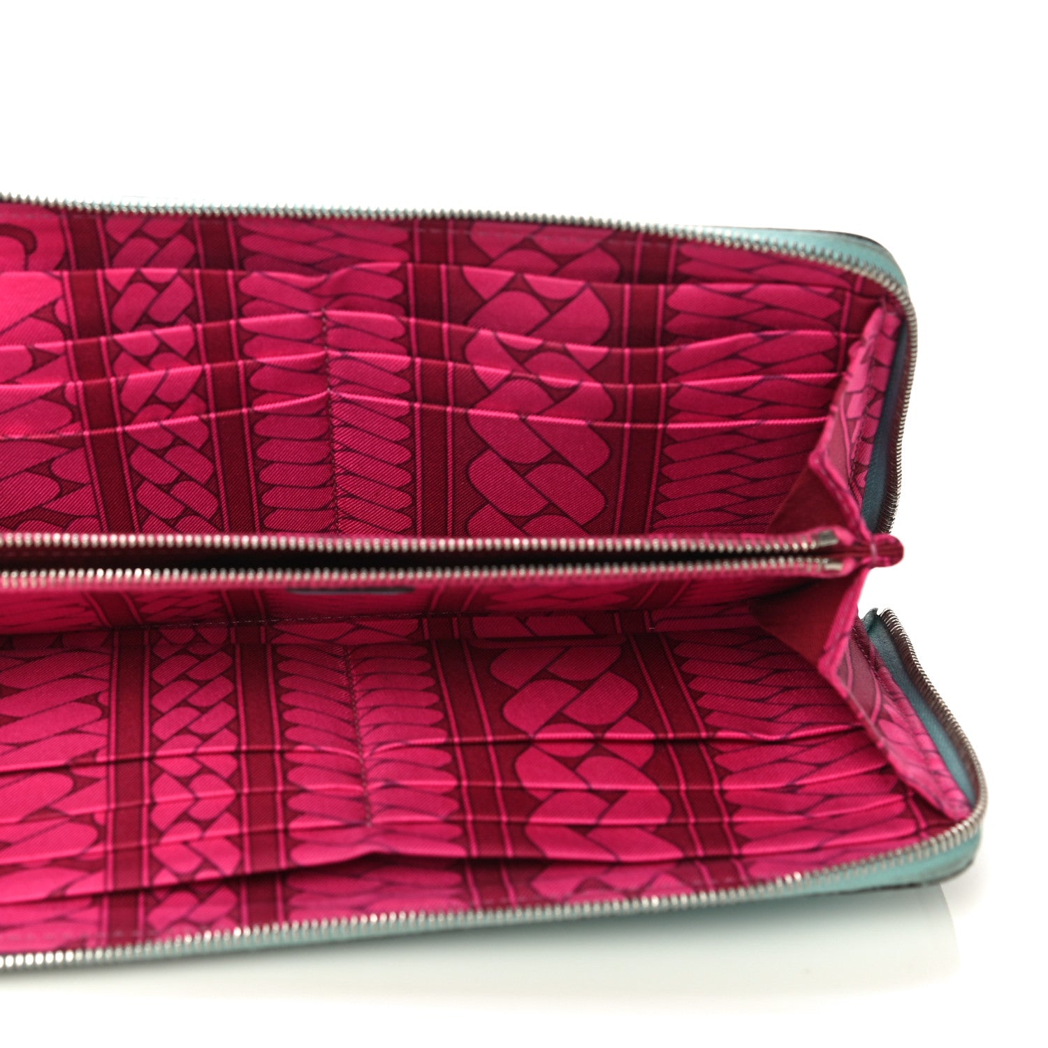 Hermes Epsom Silk'In Wallet Bleu Atoll Rose Tyrien 5 of 15