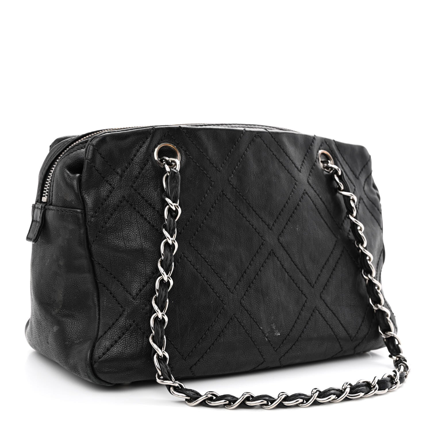 Chanel Calfskin Small Diamond Stitch Tote Black 3 of 15
