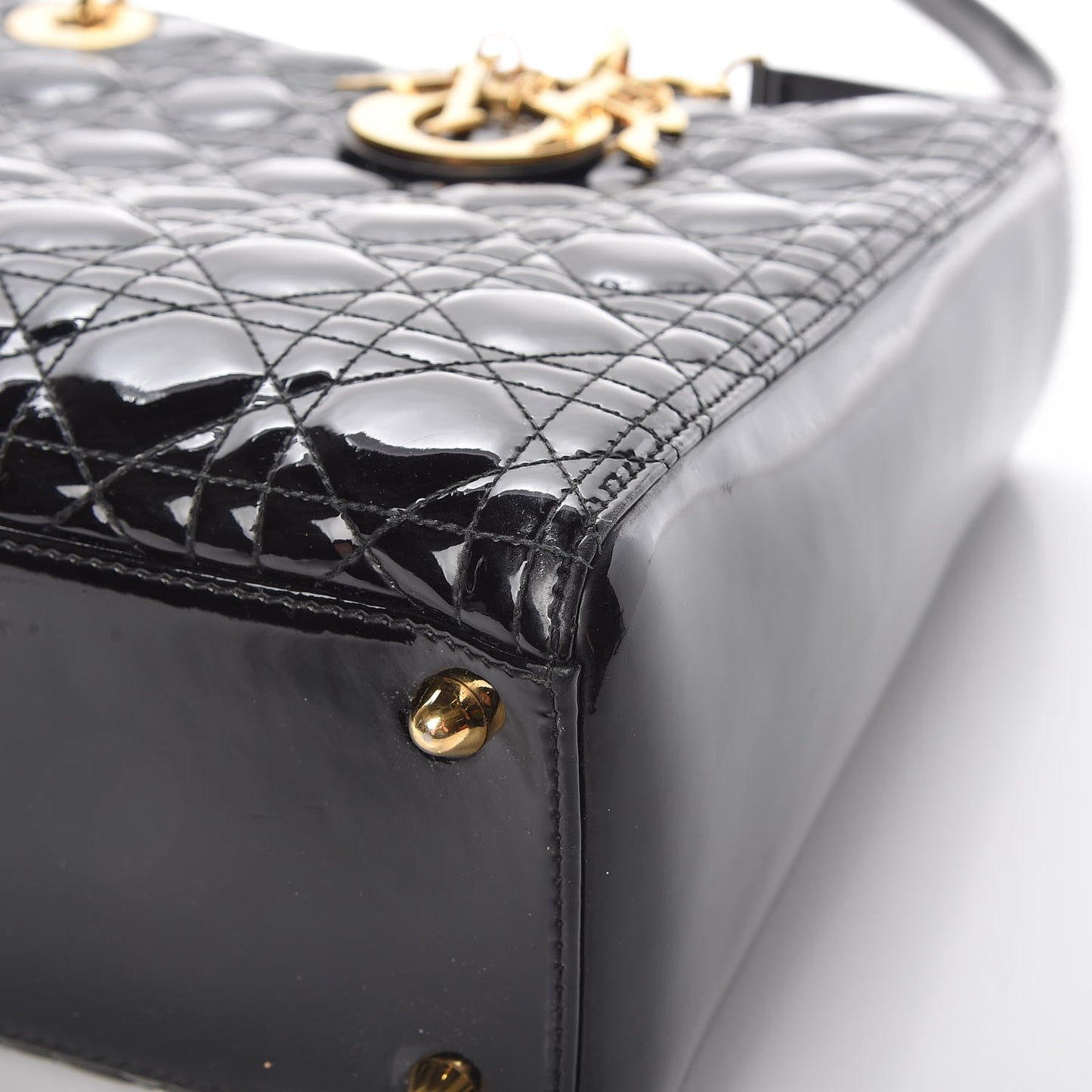 Patent Cannage Large Lady Dior Black