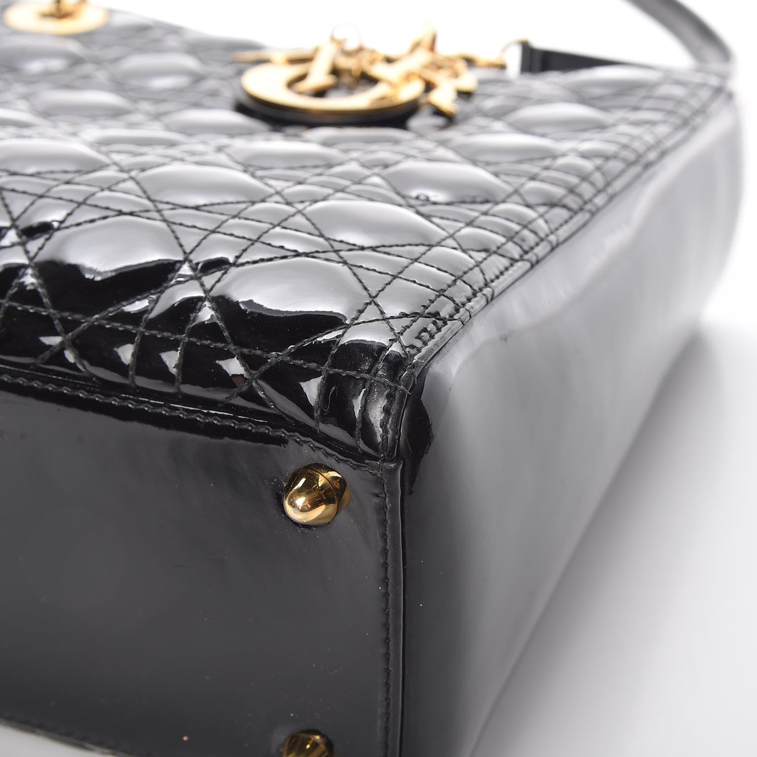 Christian Dior Patent Cannage Large Lady Dior Black 10 of 12
