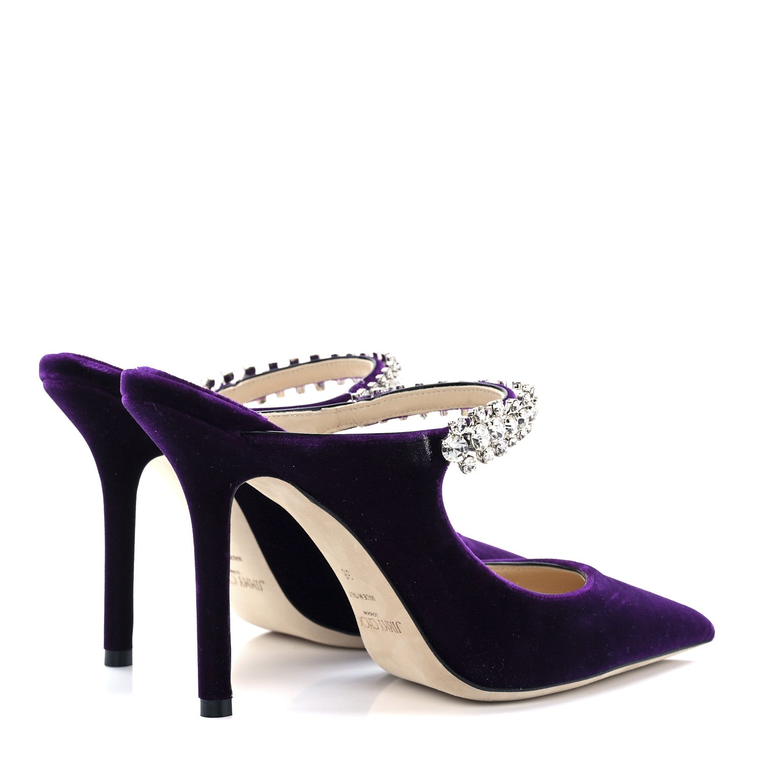 Jimmy Choo Suede Crystal Pearl Bing 100 Pumps 36 Purple 4 of 7