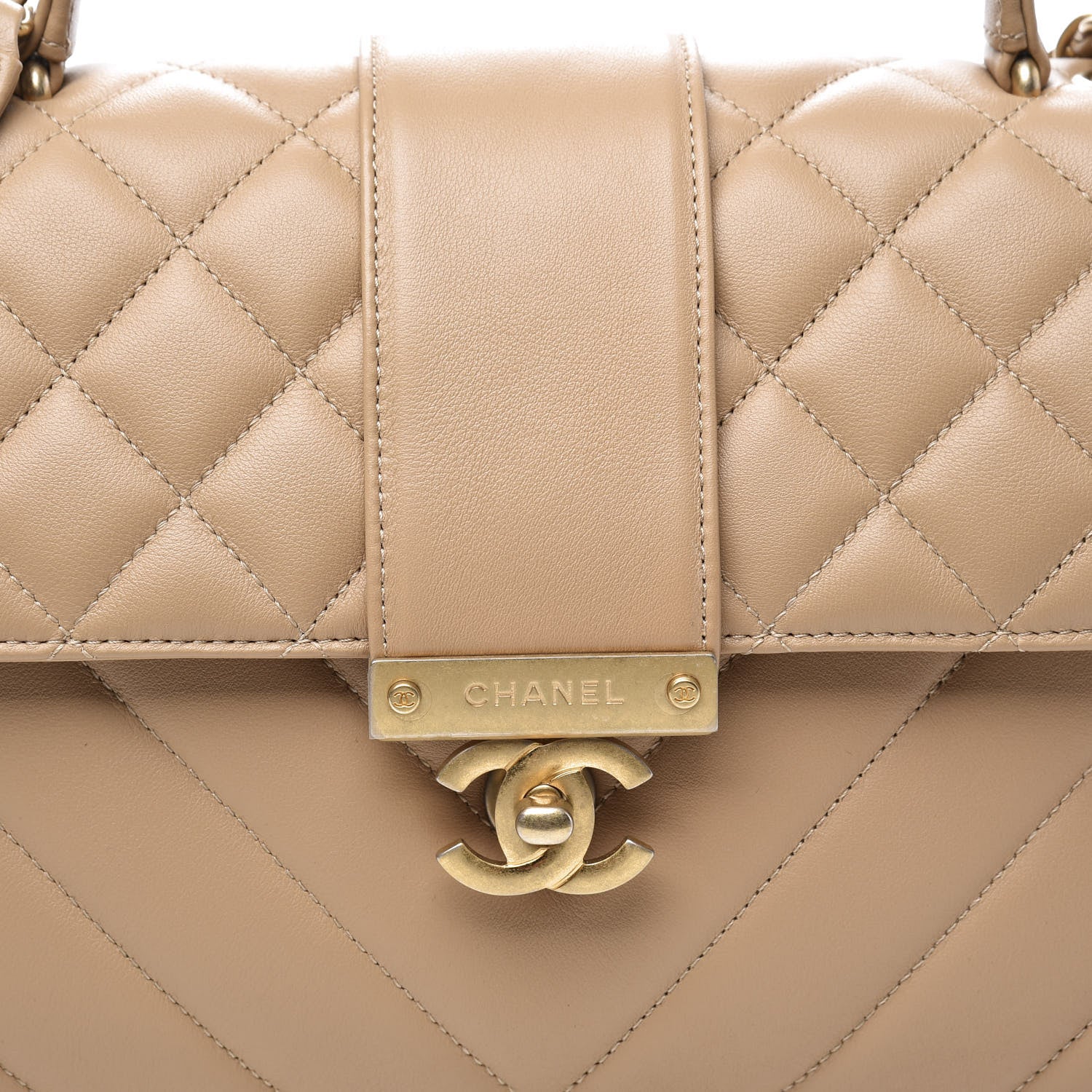 Chanel Calfskin Quilted Chevron In The City Bag Beige 9 of 10
